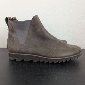 SOREL Harlow Chelsea Boot Slip-on Waterproof Quarry Gray Women's Size 9.5